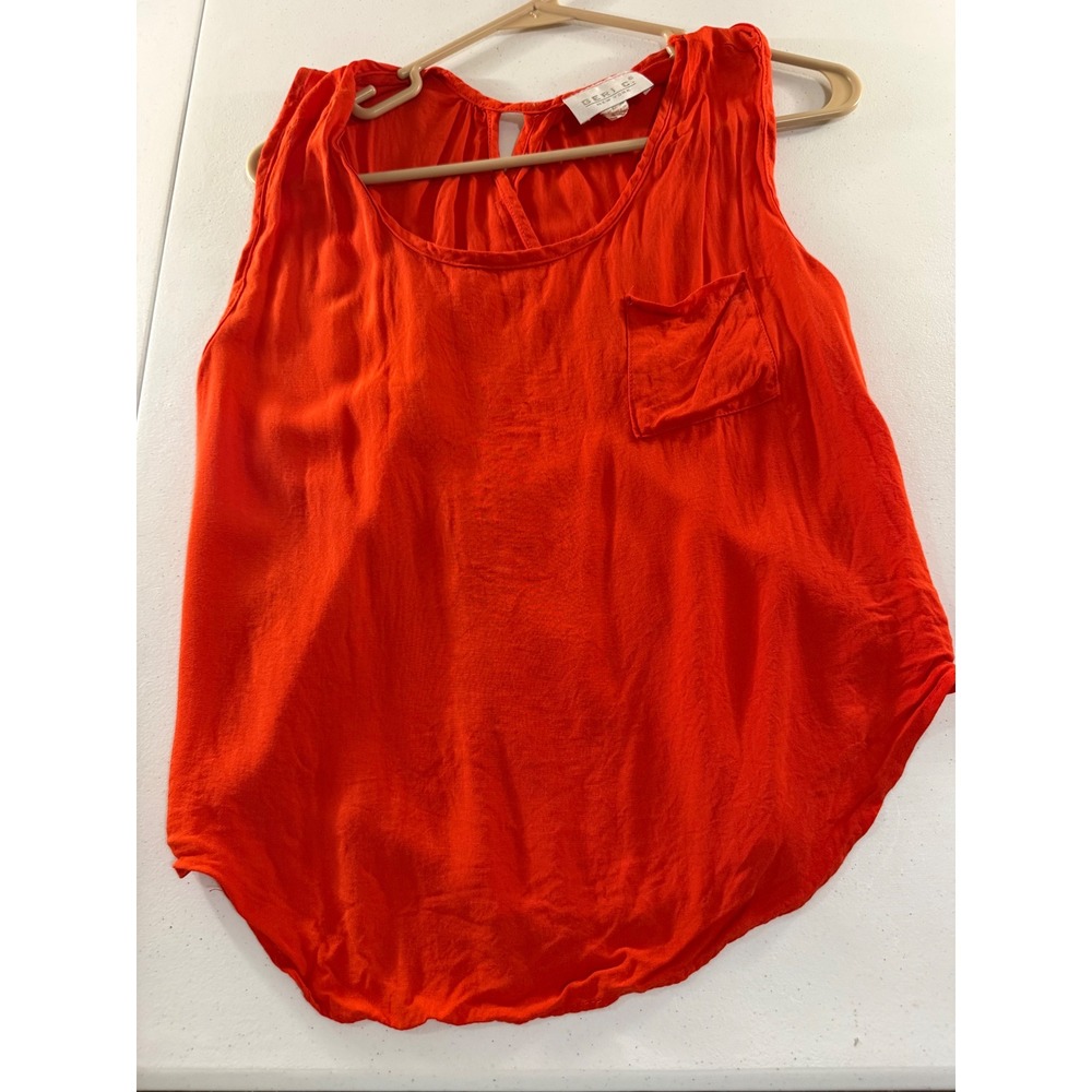 Geri C. New York Orange Rayon Open Back Pocket Tank Top XL Made in USA 4882